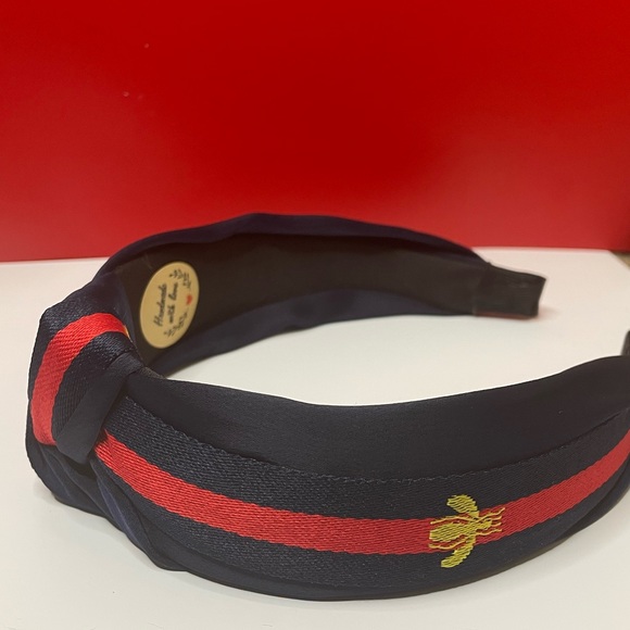 Navy Blue “Bee” Knotted Headband - Picture 4 of 4
